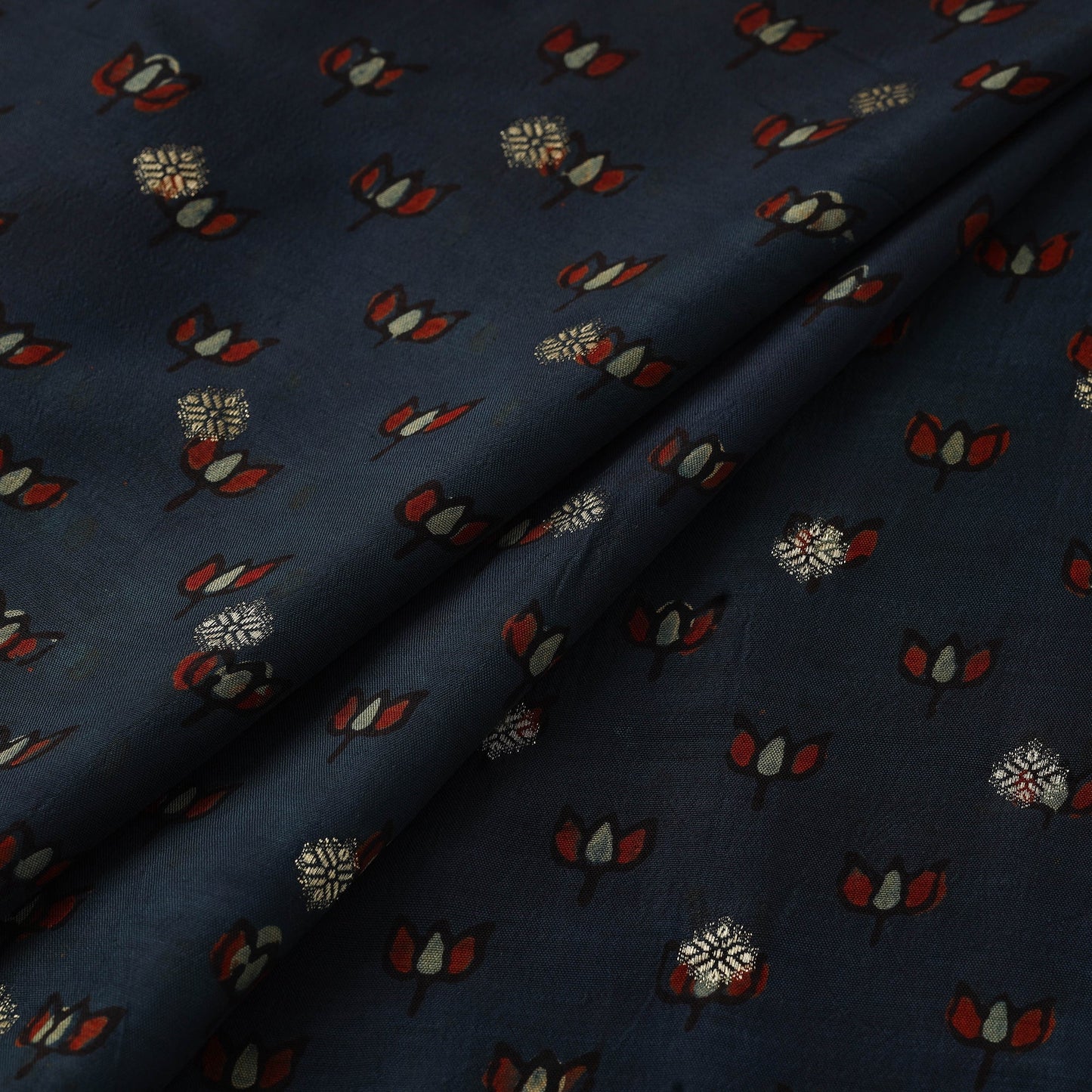 Natural dyed dola silk jacquard buti fabric 09 - handcrafted