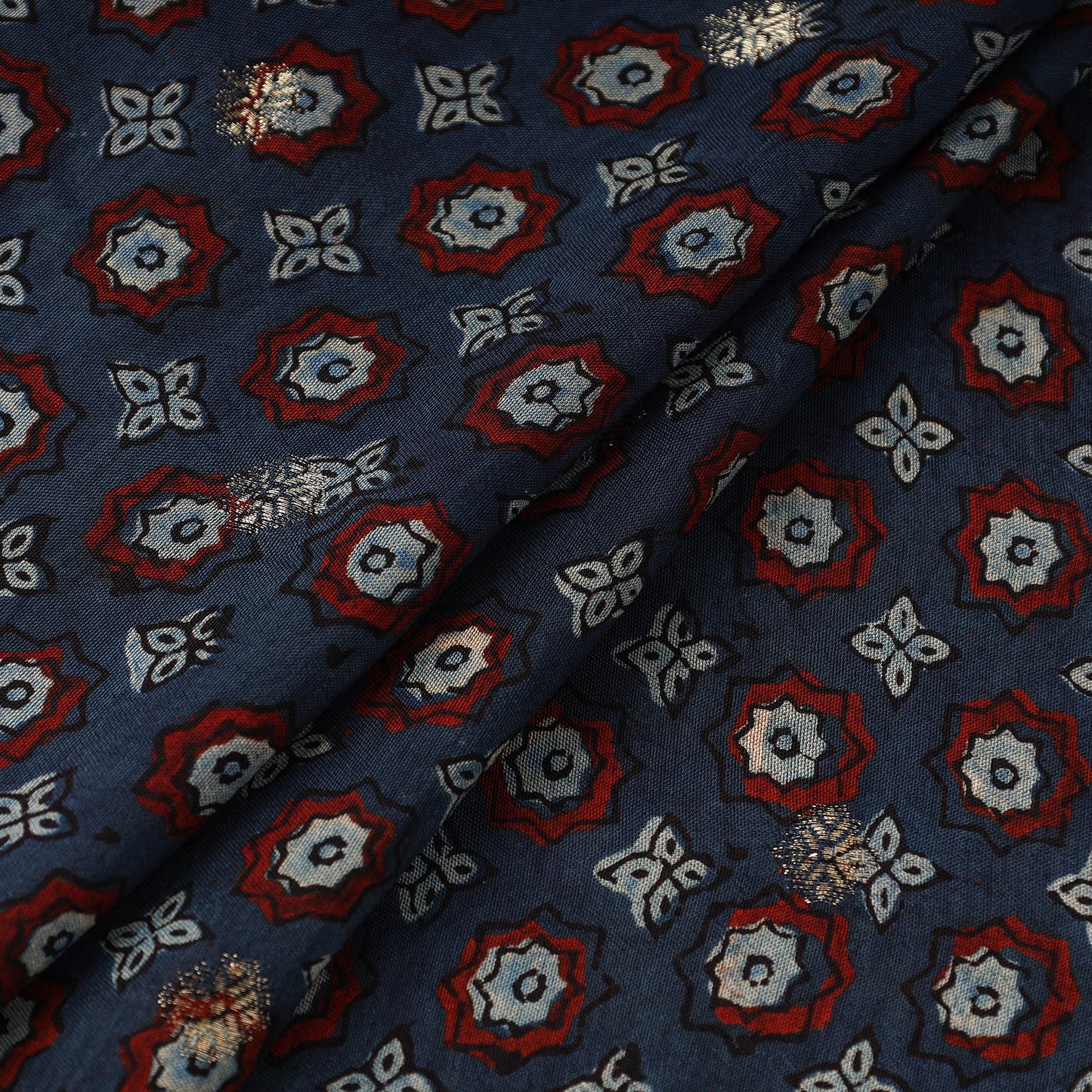 Blue - natural dyed dola silk jacquard buti fabric 12