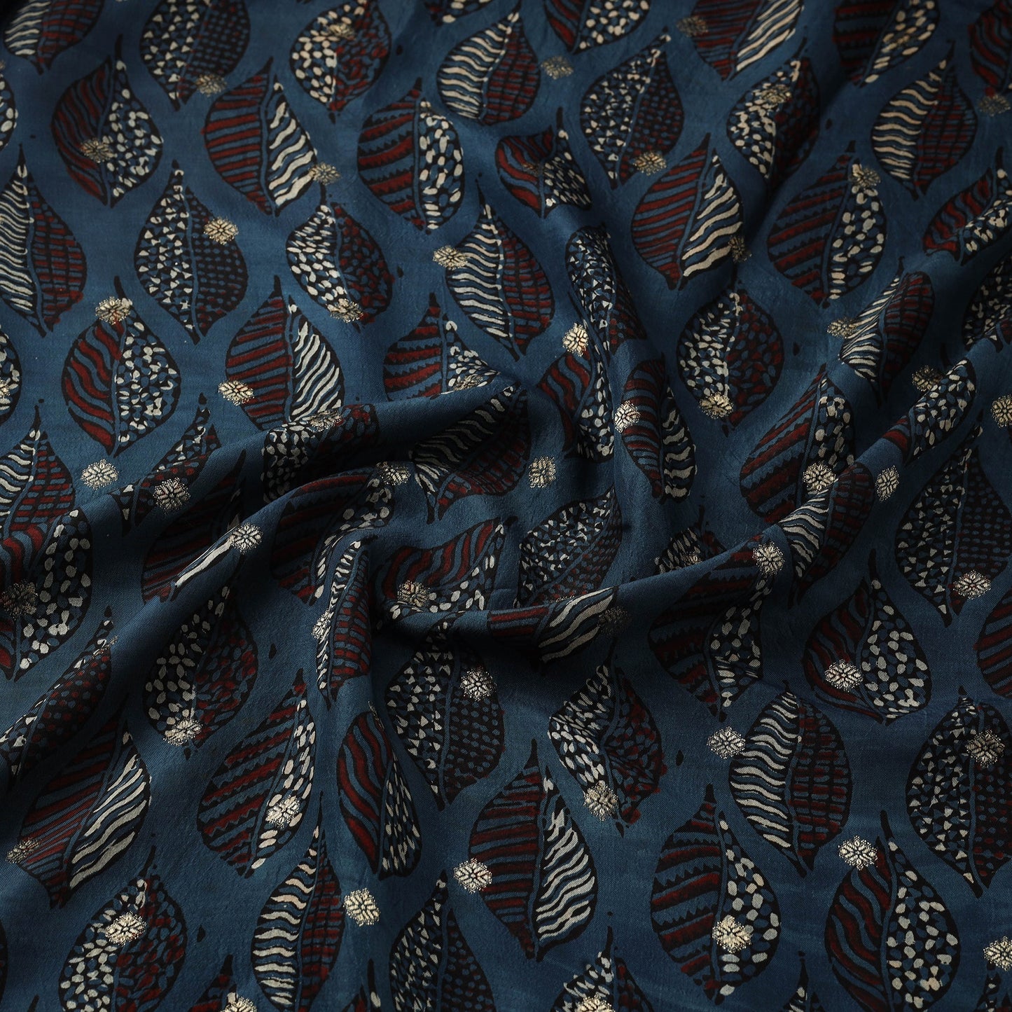 Natural dyed dola silk jacquard buti fabric 13 - handcrafted