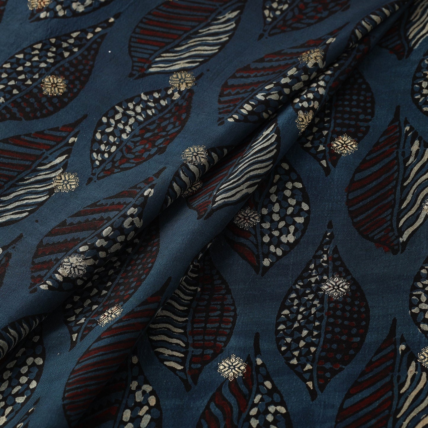 Natural dyed dola silk jacquard buti fabric 13 - handcrafted