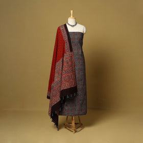 Blue - natural dyed hand 3pc unstitched dress material 07