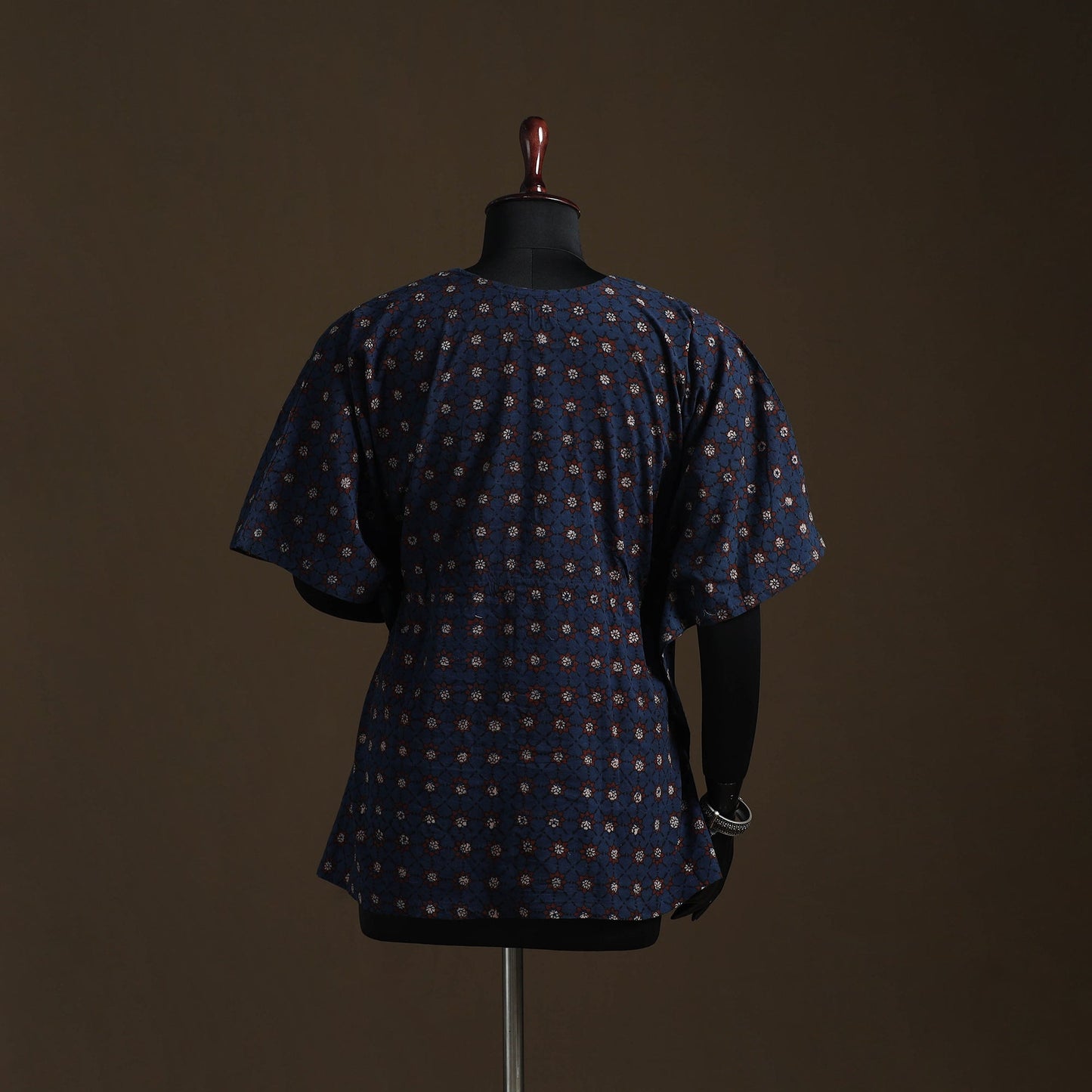 Natural dyed hand block ajrakh print cotton kaftan (short)