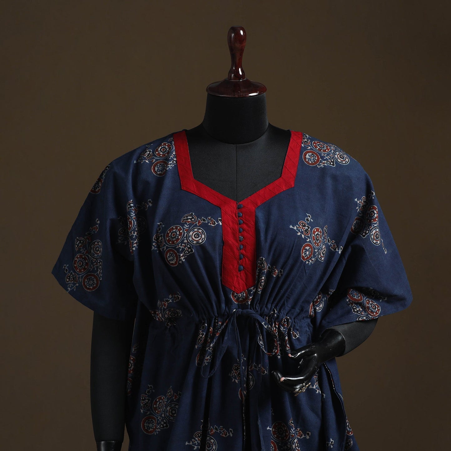 Natural dyed hand block ajrakh print patchwork cotton