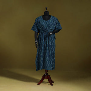 Natural dyed hand akola cotton long kaftan 35 - handcrafted