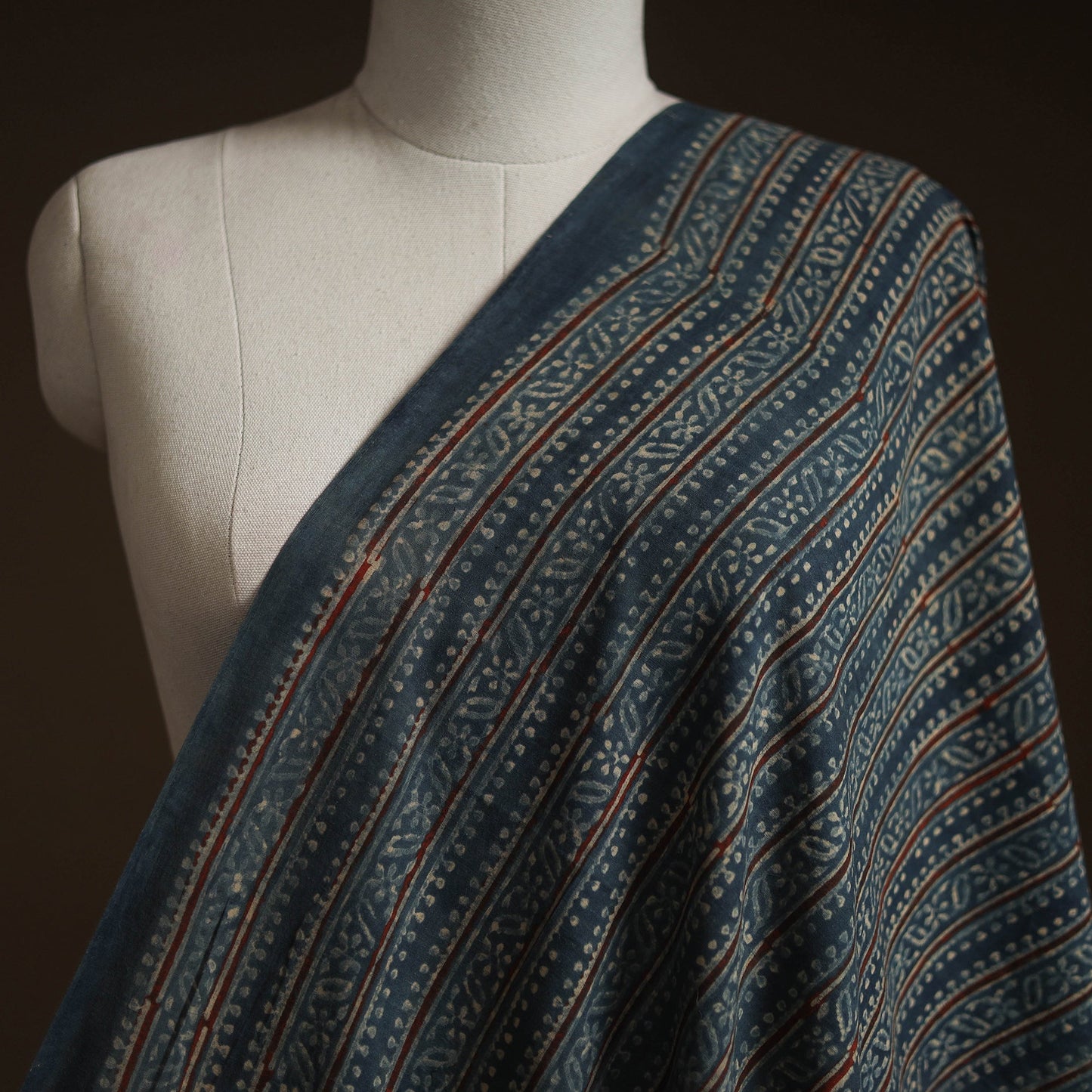 Natural dyed hand block cotton ajrakh print fabric 05