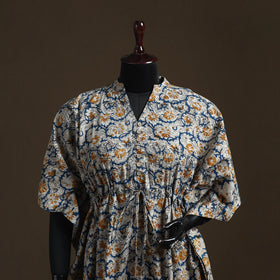 Natural dyed hand block kalamkari print cotton kaftan