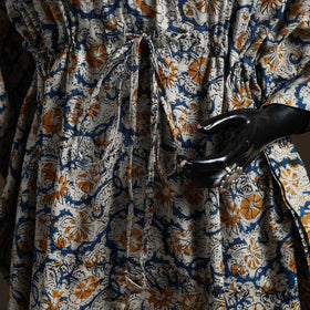 Natural dyed hand block kalamkari print cotton kaftan