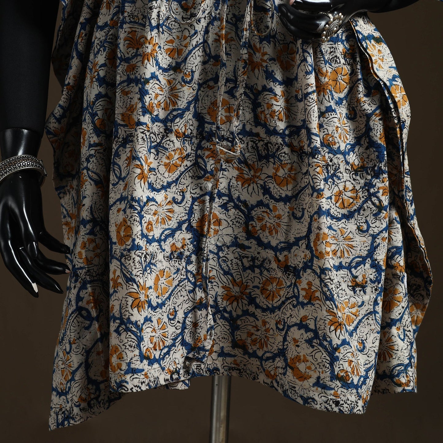 Natural dyed hand block kalamkari print cotton kaftan
