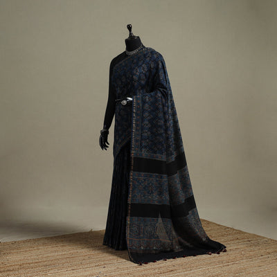 Natural dyed hand chanderi silk saree with tassels 02