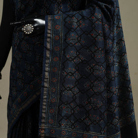 Natural dyed hand chanderi silk saree with tassels 02