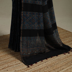 Natural dyed hand chanderi silk saree with tassels 02