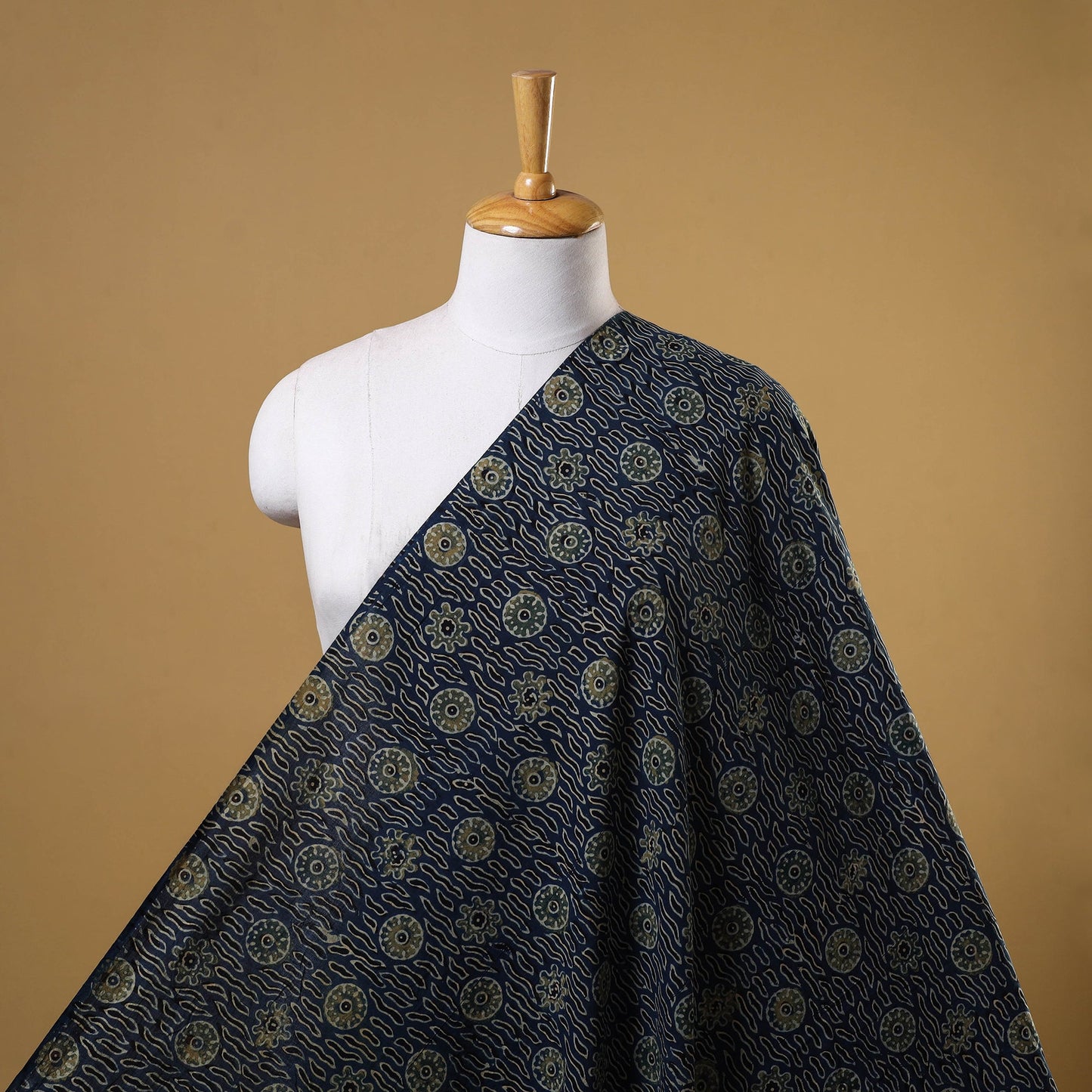 Blue - natural dyed hand cotton fabric 14 - handcrafted
