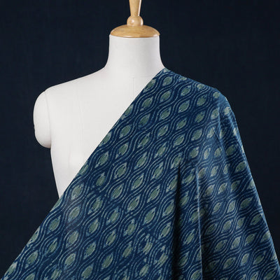 Blue - natural dyed hand block print cotton akola fabric 01