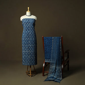 Natural dyed hand block print cotton indigo bagru 3pc
