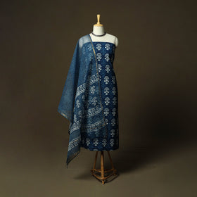 Natural dyed hand block print cotton indigo bagru 3pc
