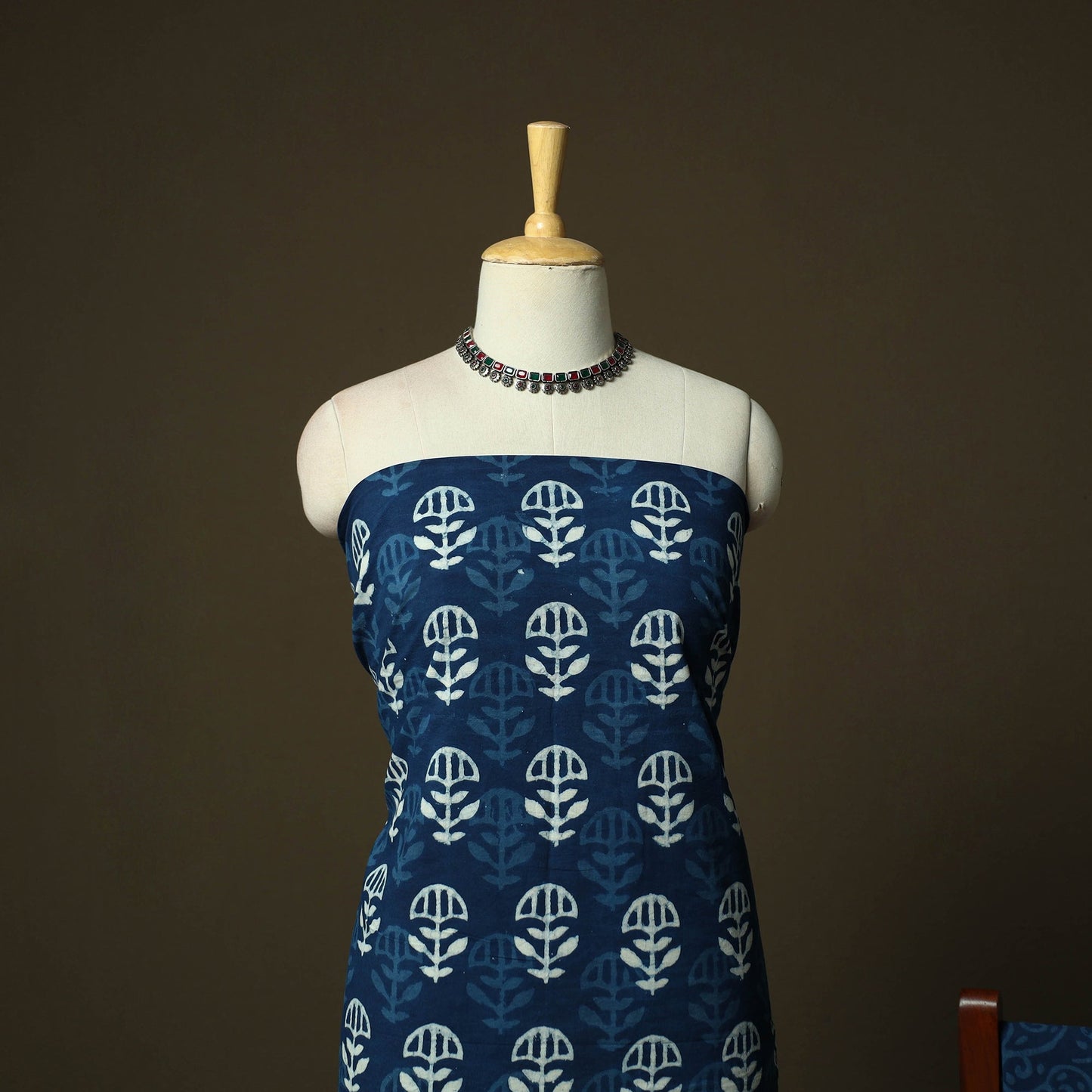 Natural dyed hand block print cotton indigo bagru 3pc