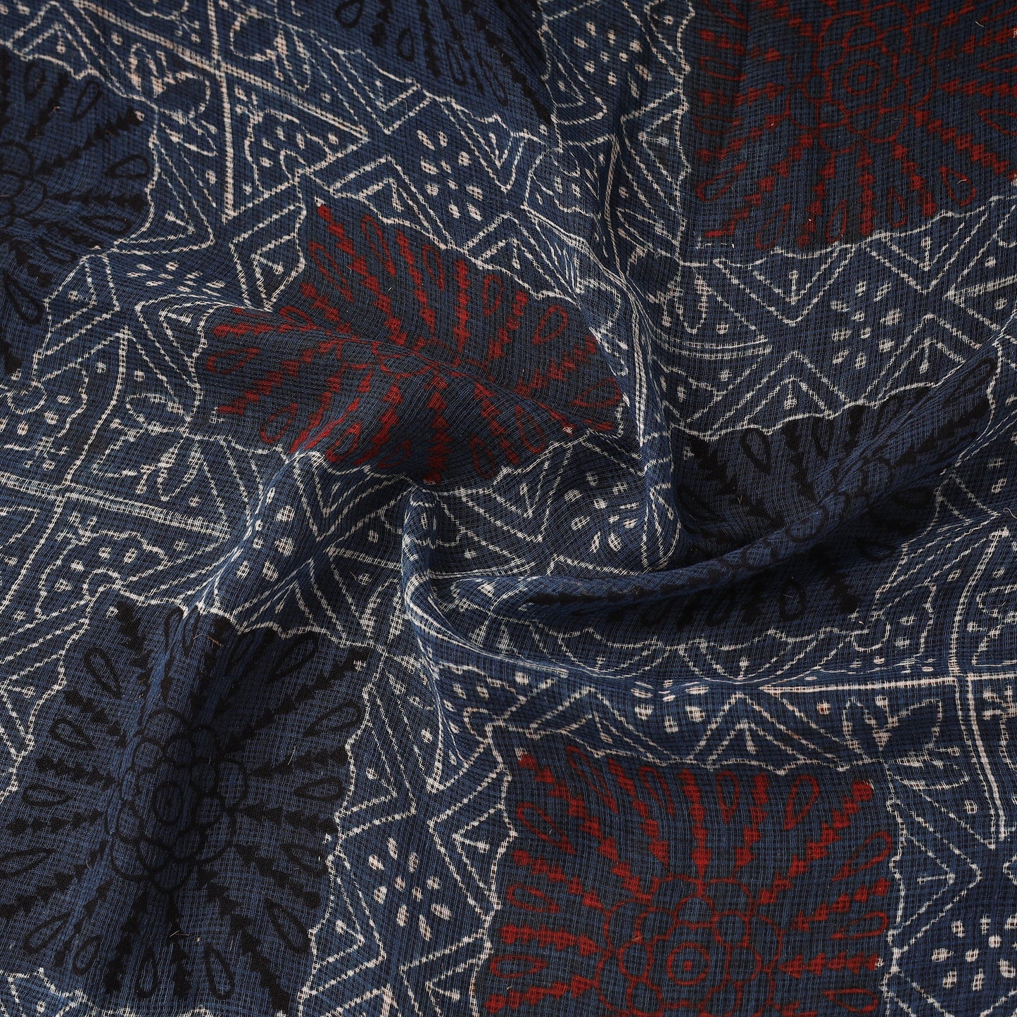 Natural dyed hand kota doria cotton fabric 06 - handcrafted