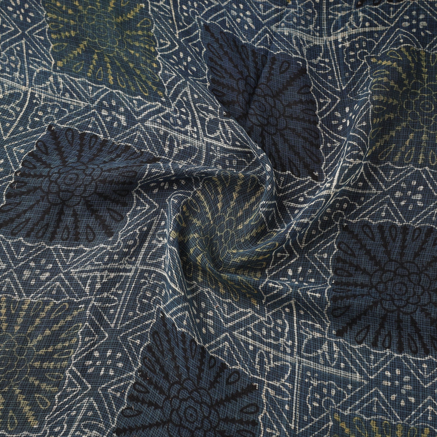 Natural dyed hand kota doria cotton fabric 16 - handcrafted