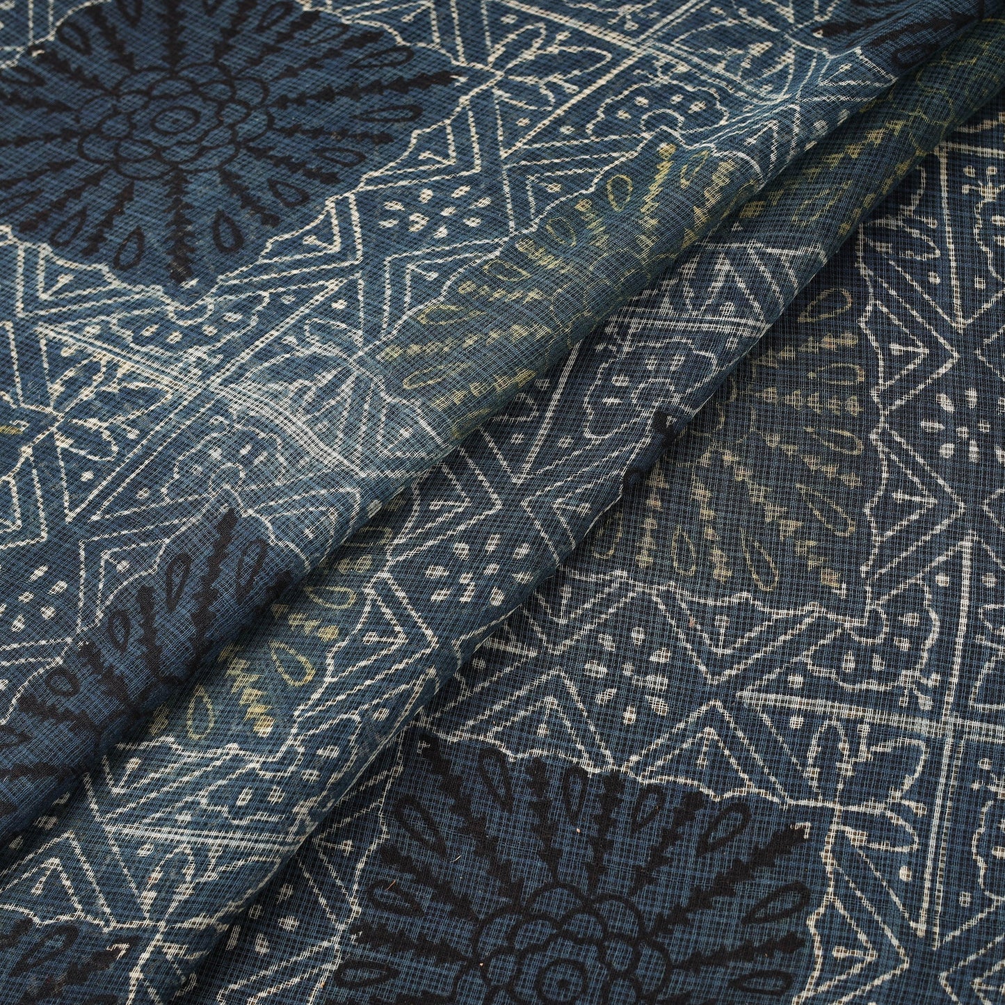 Natural dyed hand kota doria cotton fabric 16 - handcrafted