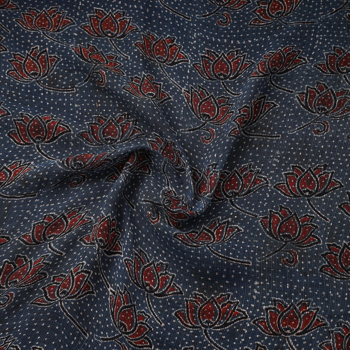 Natural dyed hand kota doria cotton fabric 17 - handcrafted