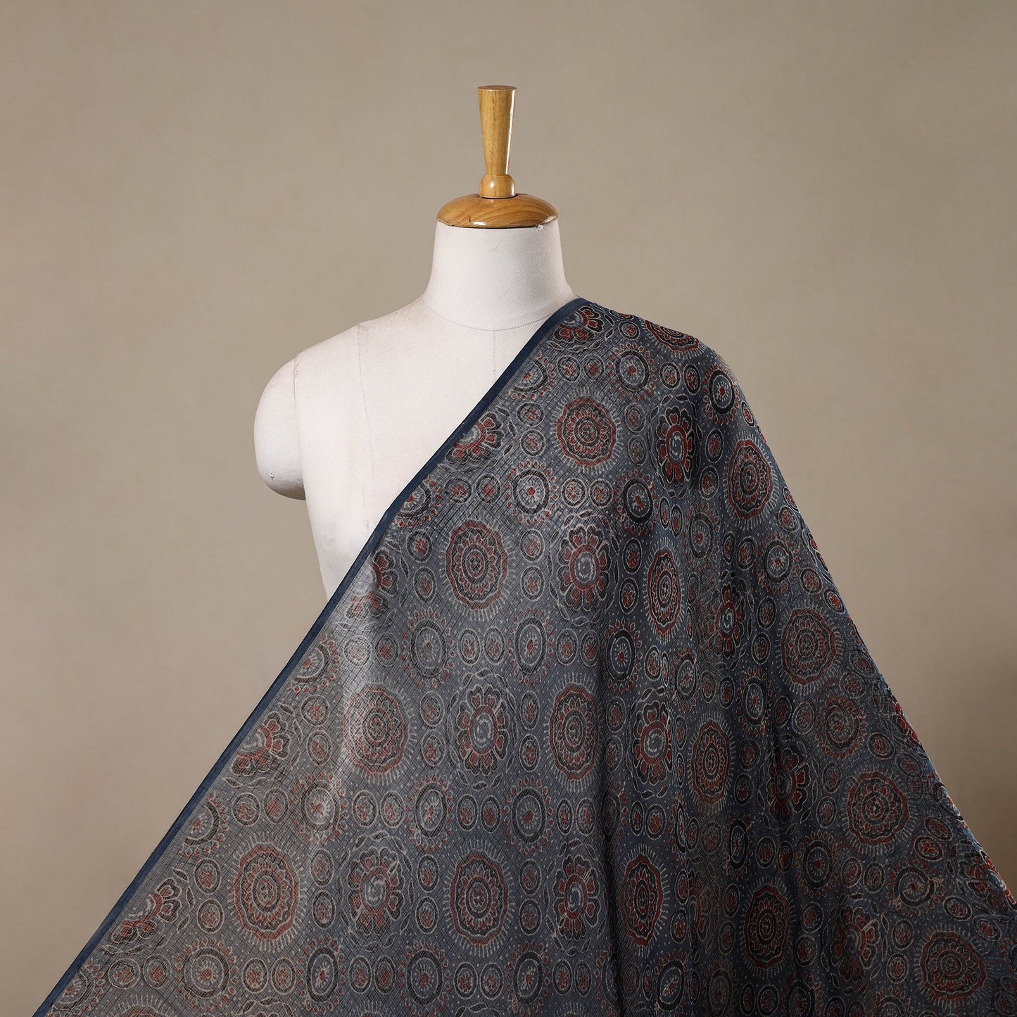 Natural dyed hand kota doria cotton fabric 20 - handcrafted