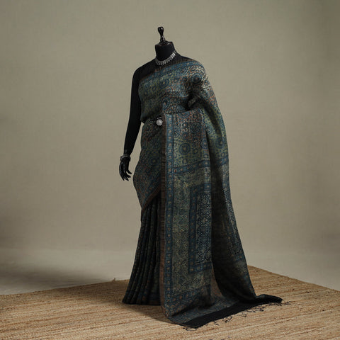 Natural dyed hand chanderi silk saree with tassels 07