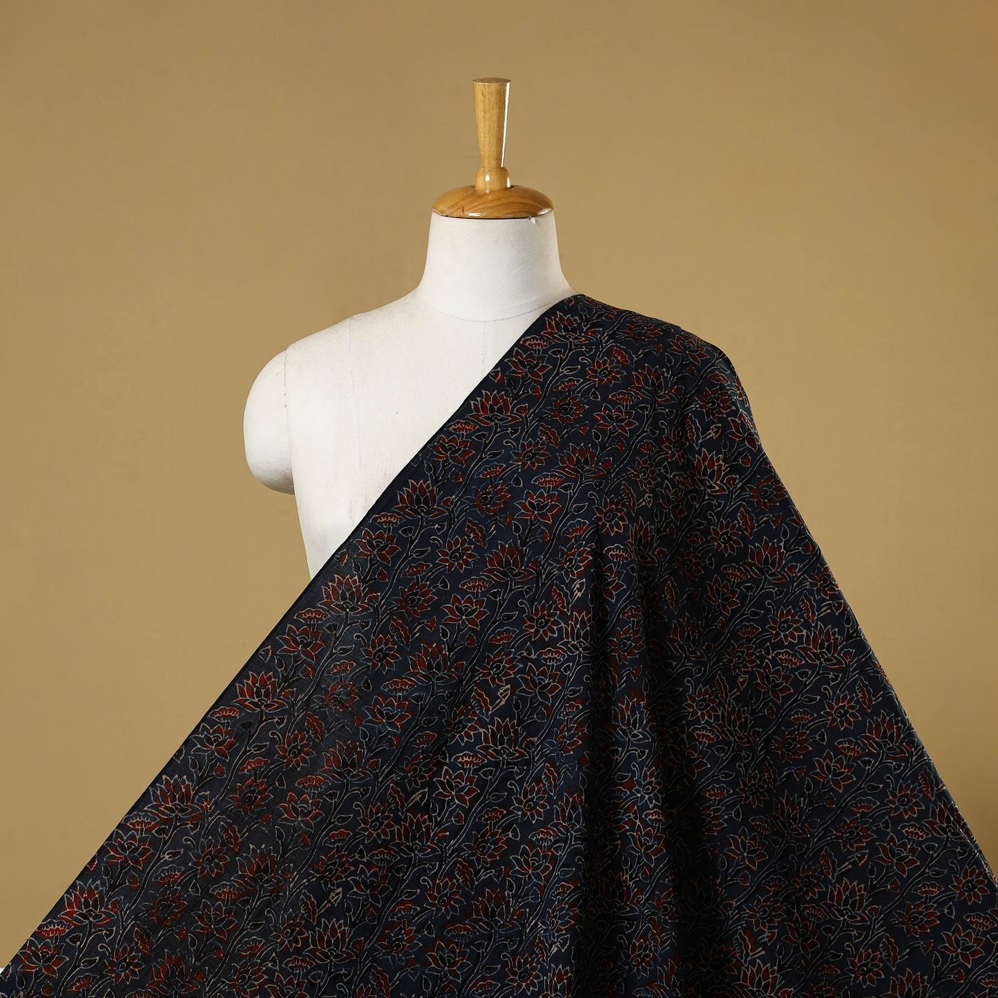 Blue - natural dyed hand cotton fabric 01 - handcrafted