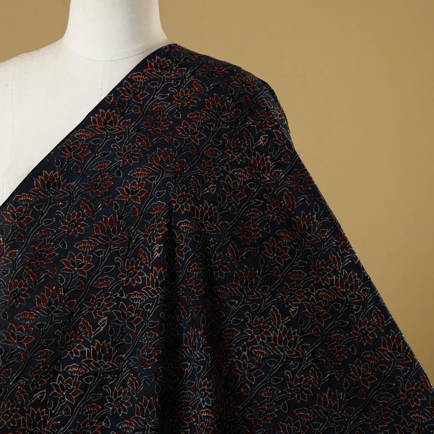 Blue - natural dyed hand cotton fabric 01 - handcrafted