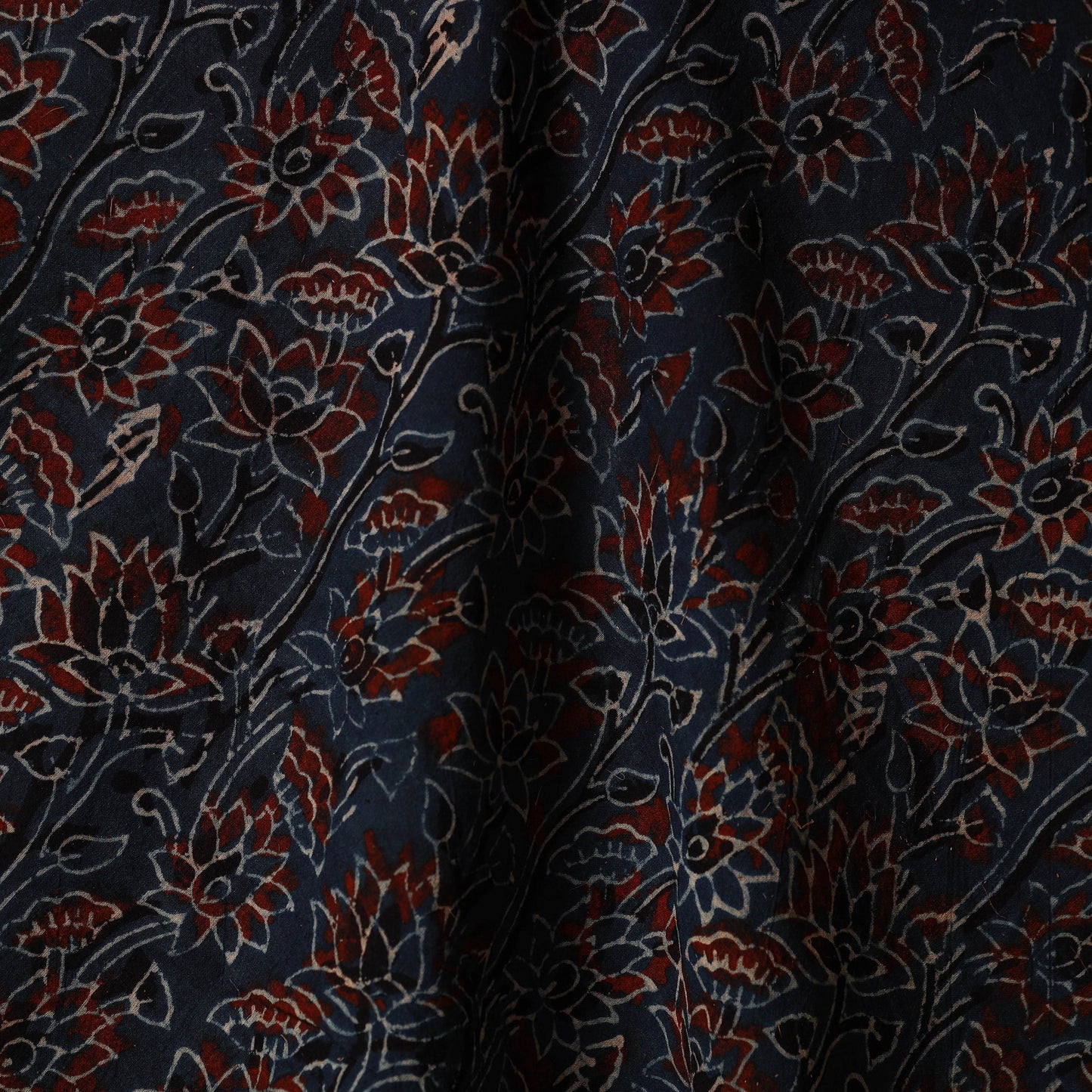 Blue - natural dyed hand cotton fabric 01 - handcrafted