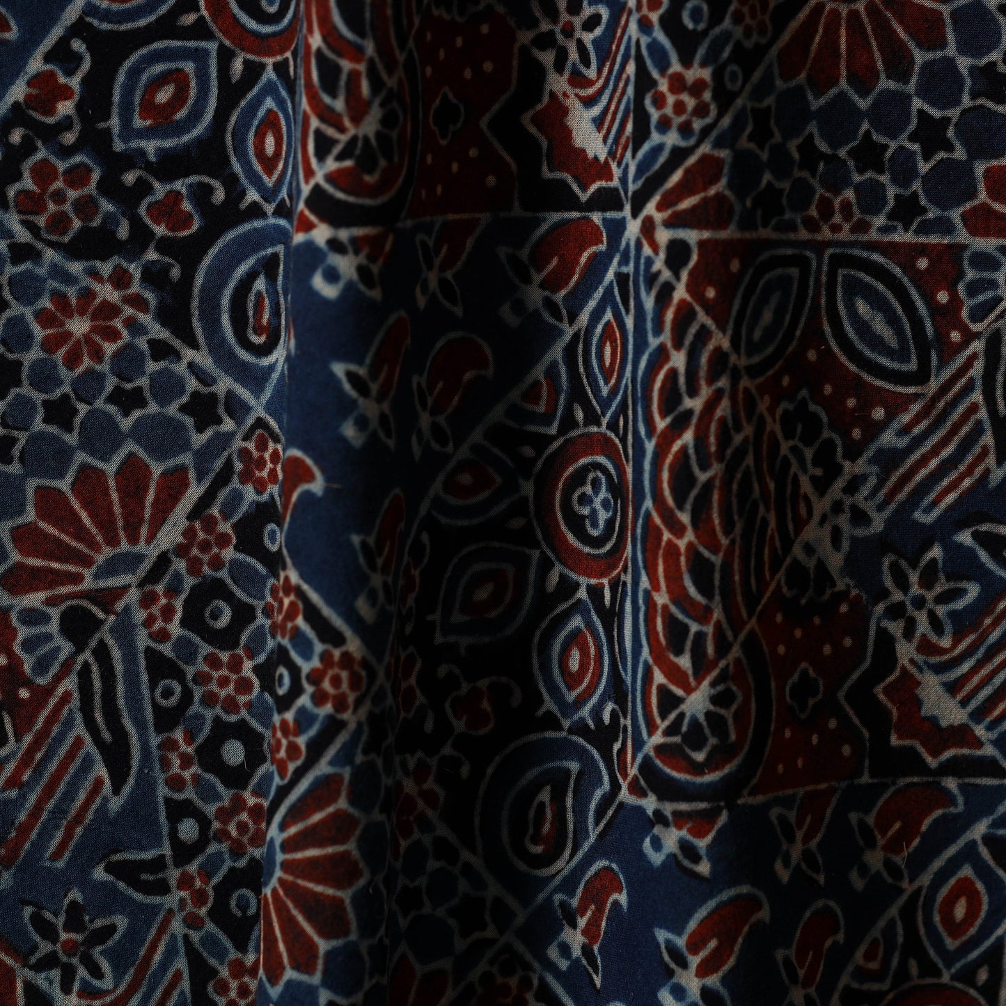 Blue - natural dyed hand cotton fabric 03 - handcrafted