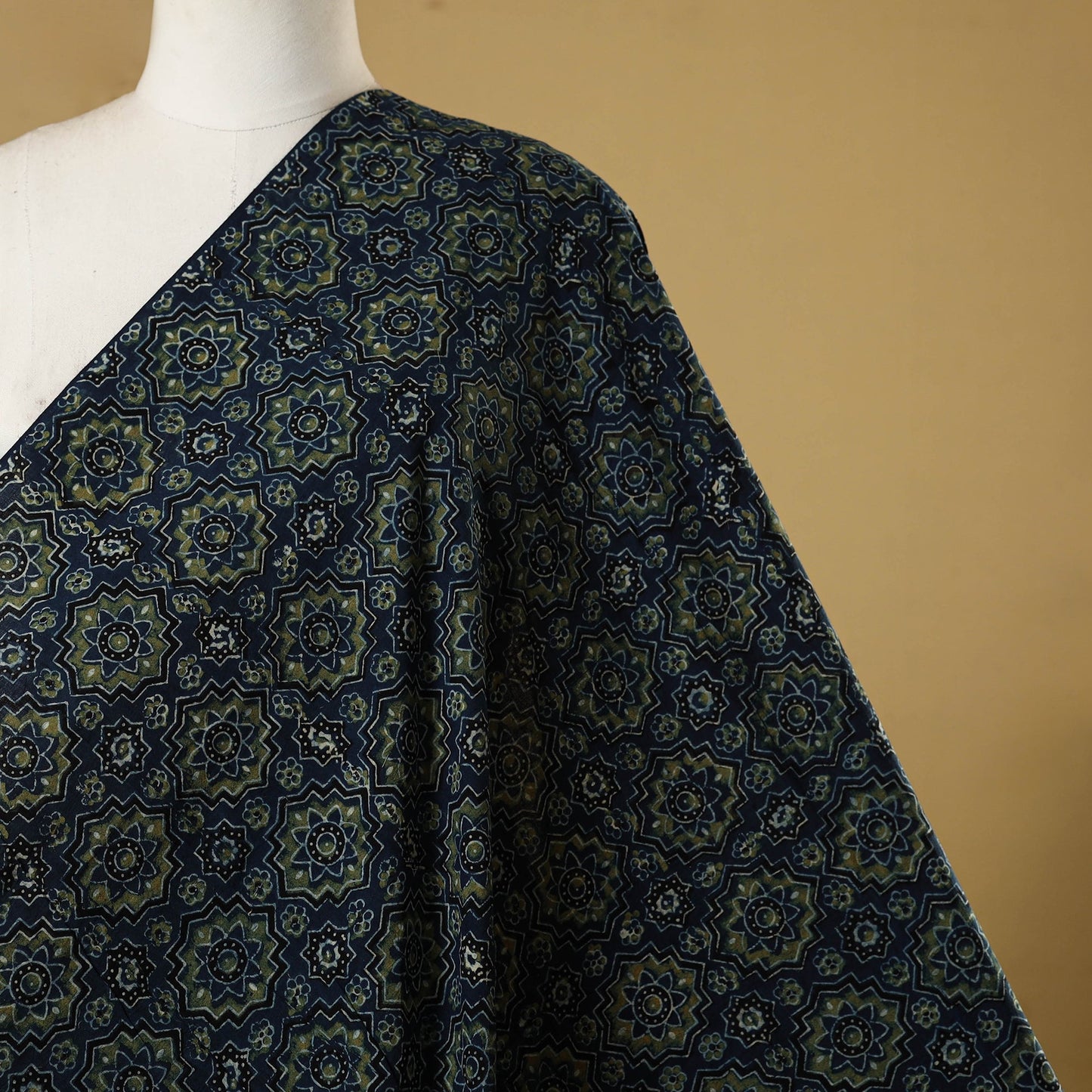 Blue - natural dyed hand cotton fabric 06 - handcrafted