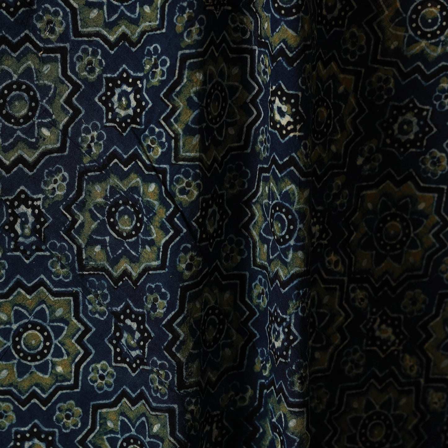 Blue - natural dyed hand cotton fabric 06 - handcrafted