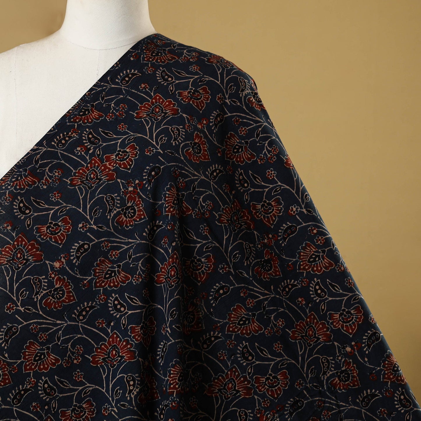 Blue - natural dyed hand cotton fabric 07 - handcrafted