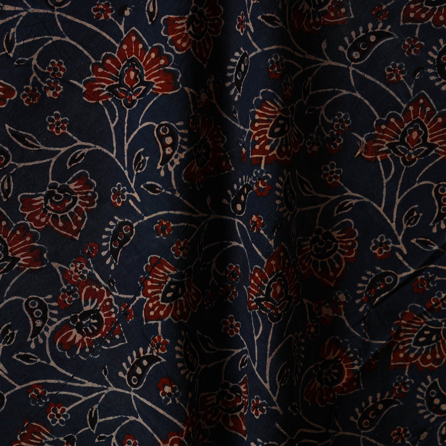 Blue - natural dyed hand cotton fabric 07 - handcrafted