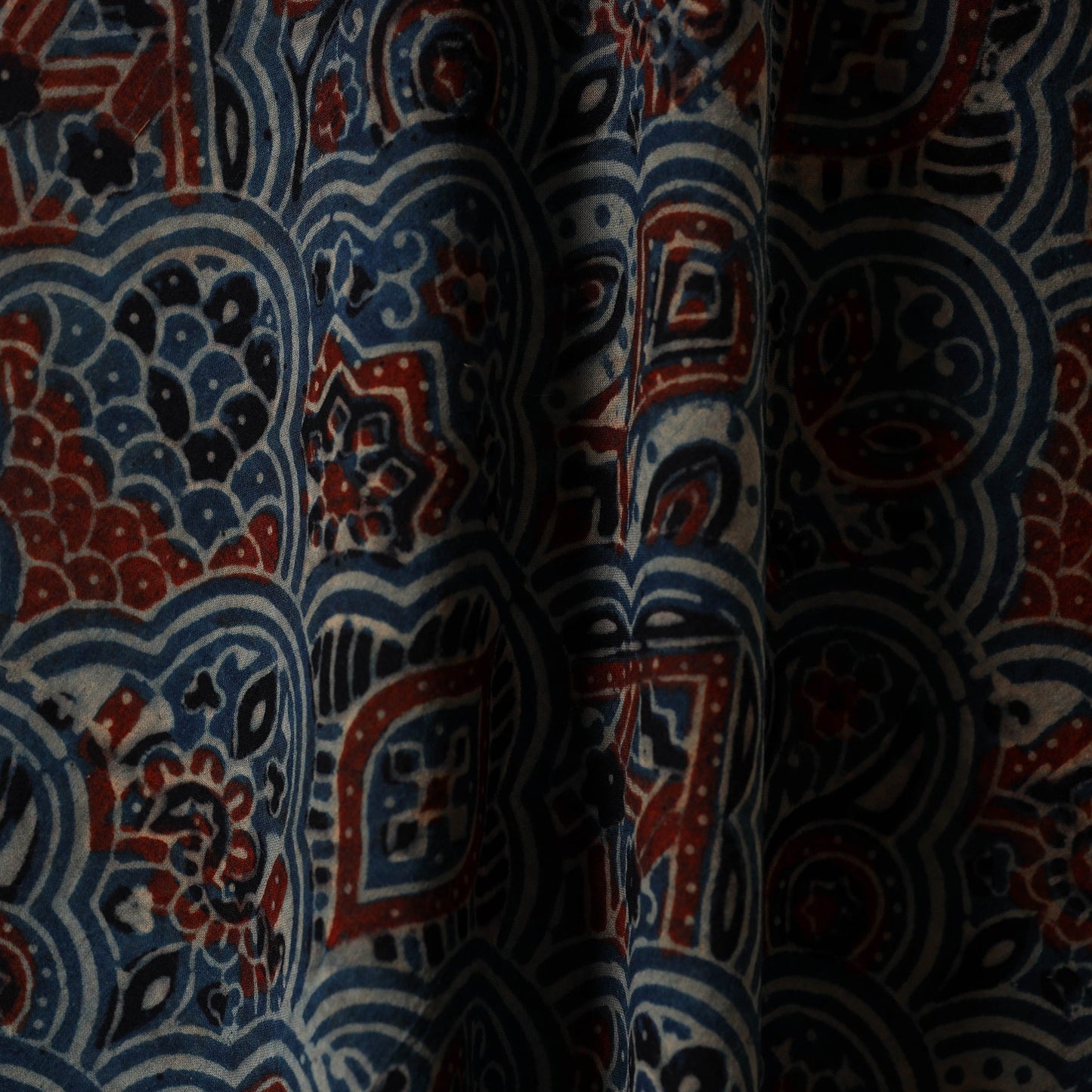 Blue - natural dyed hand cotton fabric 08 - handcrafted