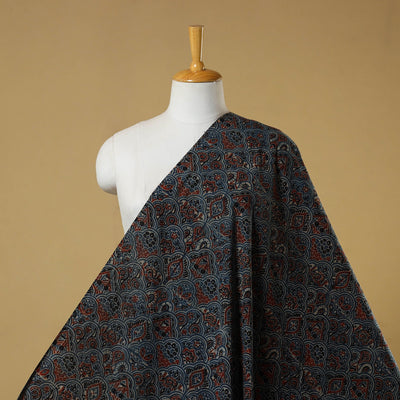 Blue - natural dyed hand cotton fabric 08 - handcrafted