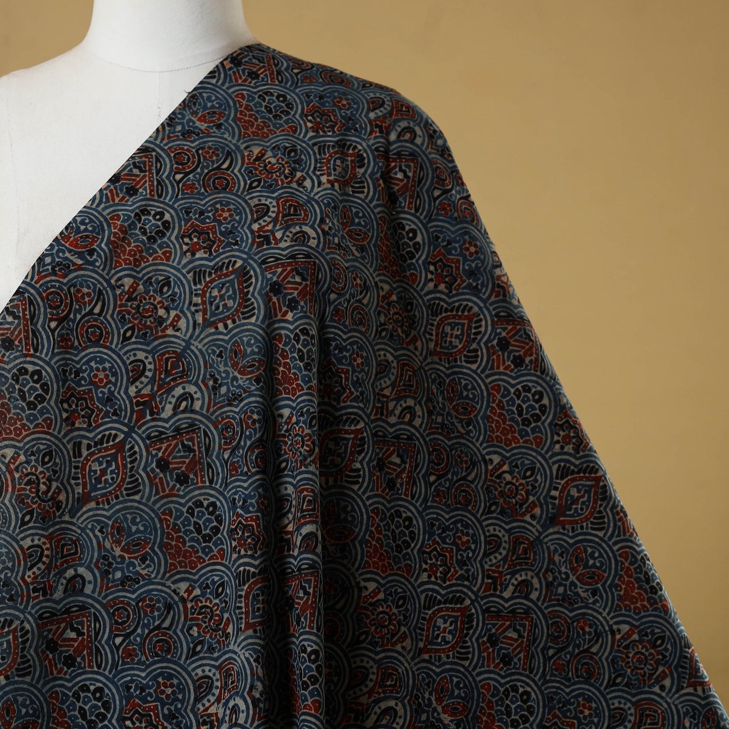 Blue - natural dyed hand cotton fabric 08 - handcrafted