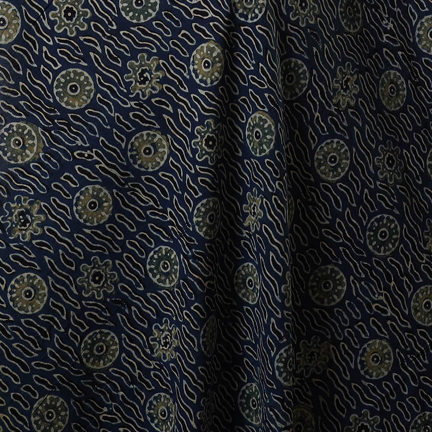 Blue - natural dyed hand cotton fabric 14 - handcrafted