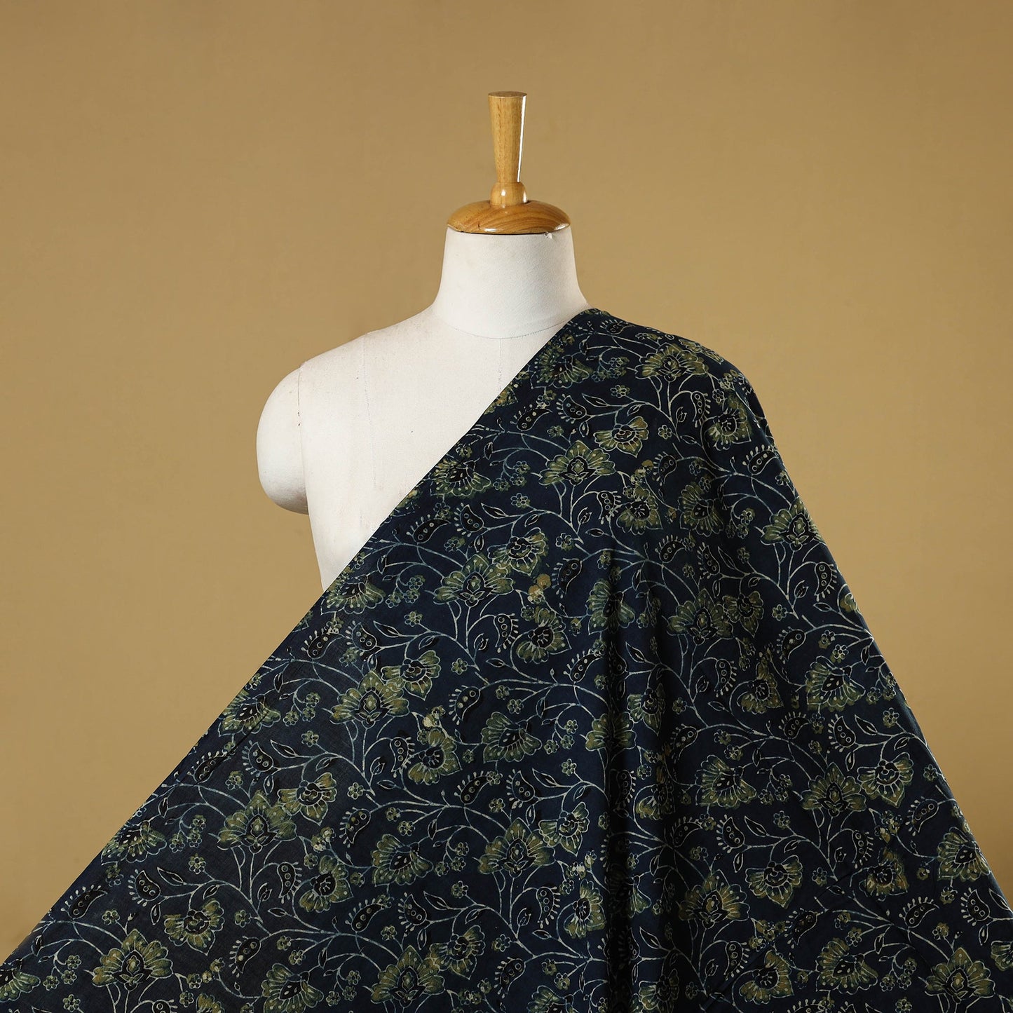 Blue - natural dyed hand cotton fabric 14 - handcrafted