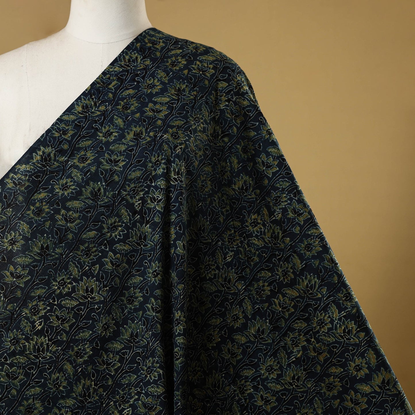 Blue - natural dyed hand cotton fabric 16 - handcrafted