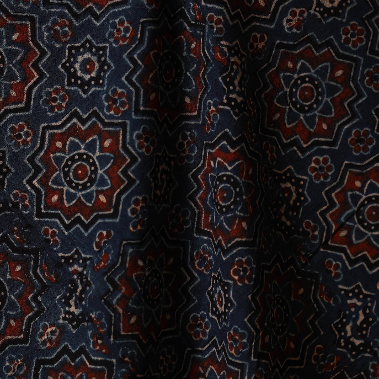 Blue - natural dyed hand cotton fabric 18 - handcrafted