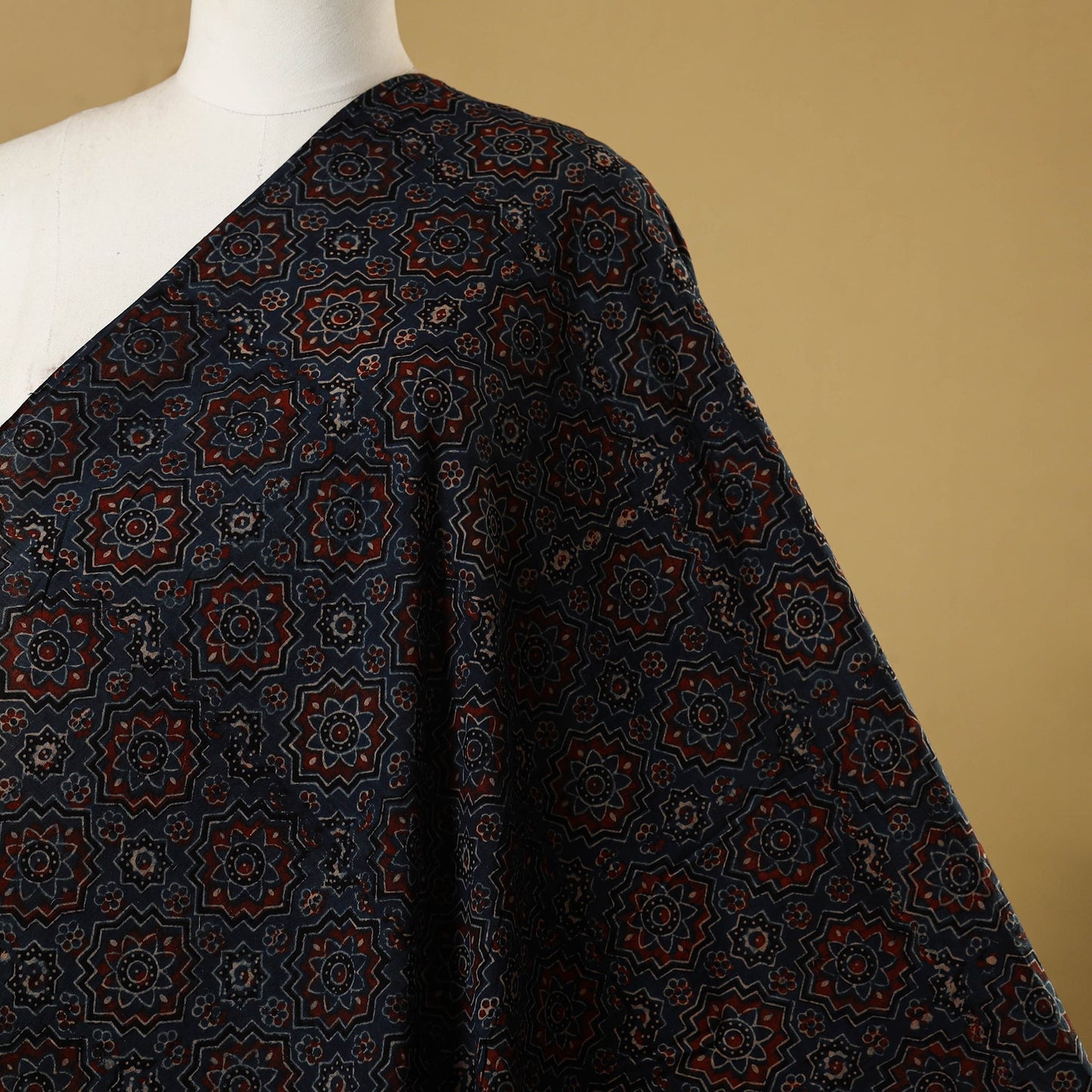 Blue - natural dyed hand cotton fabric 18 - handcrafted