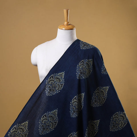 Blue - natural dyed hand cotton fabric 19 - handcrafted