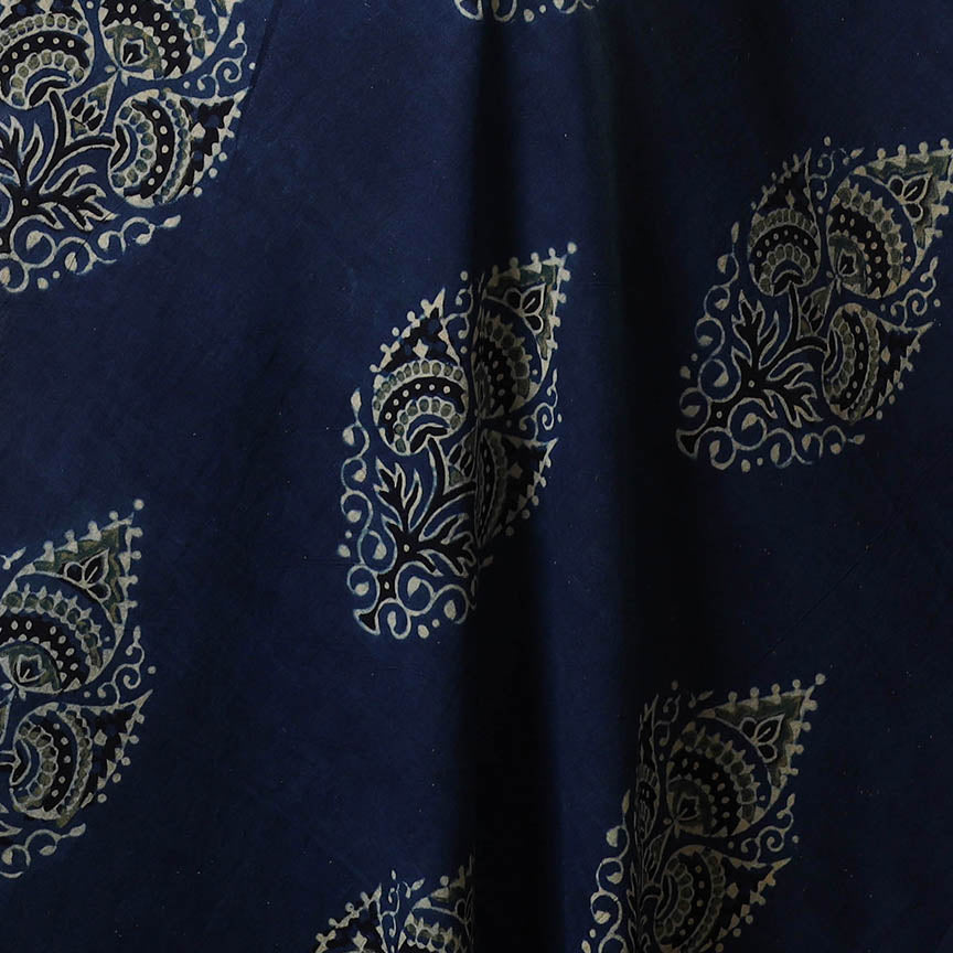 Blue - natural dyed hand cotton fabric 19 - handcrafted