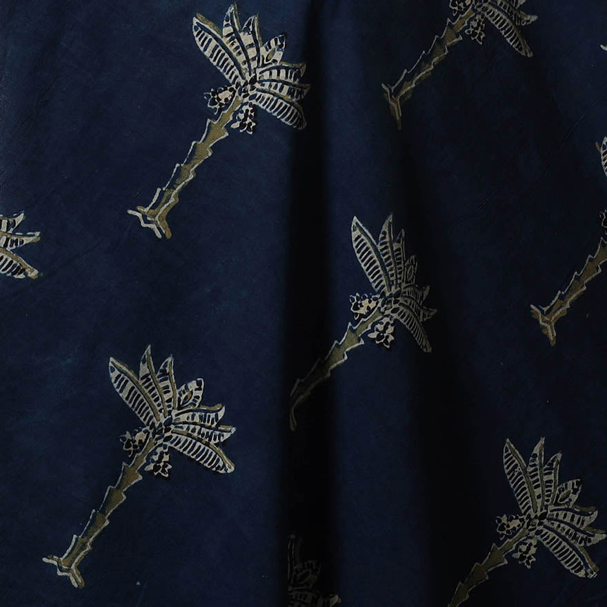 Blue - natural dyed hand cotton fabric 23 - handcrafted