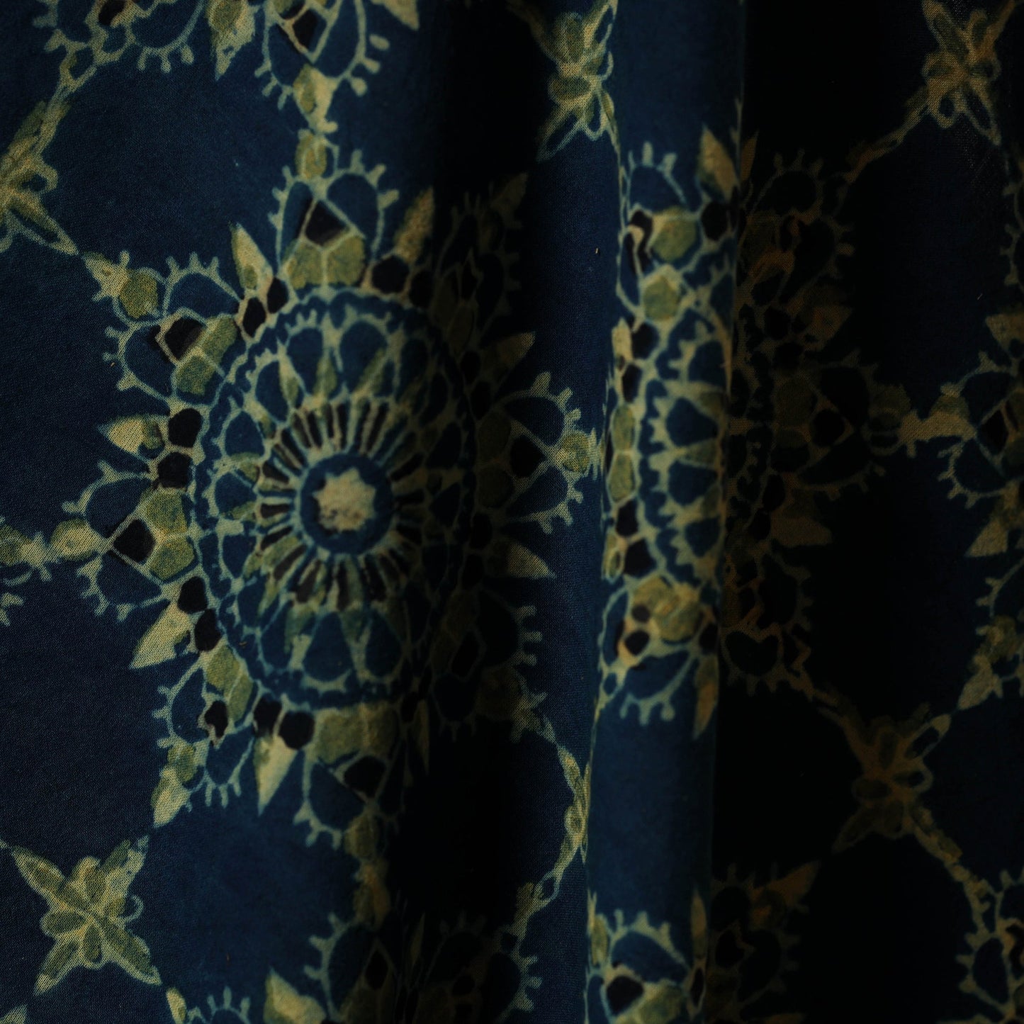 Blue - natural dyed hand cotton fabric 23 - handcrafted