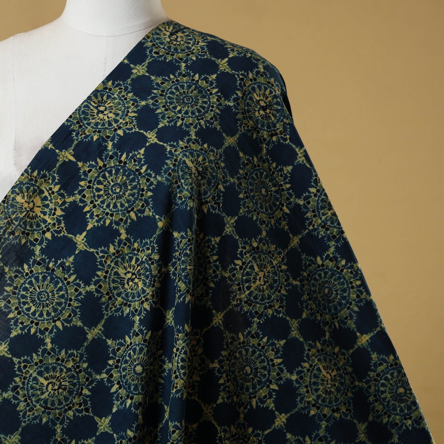 Blue - natural dyed hand cotton fabric 23 - handcrafted