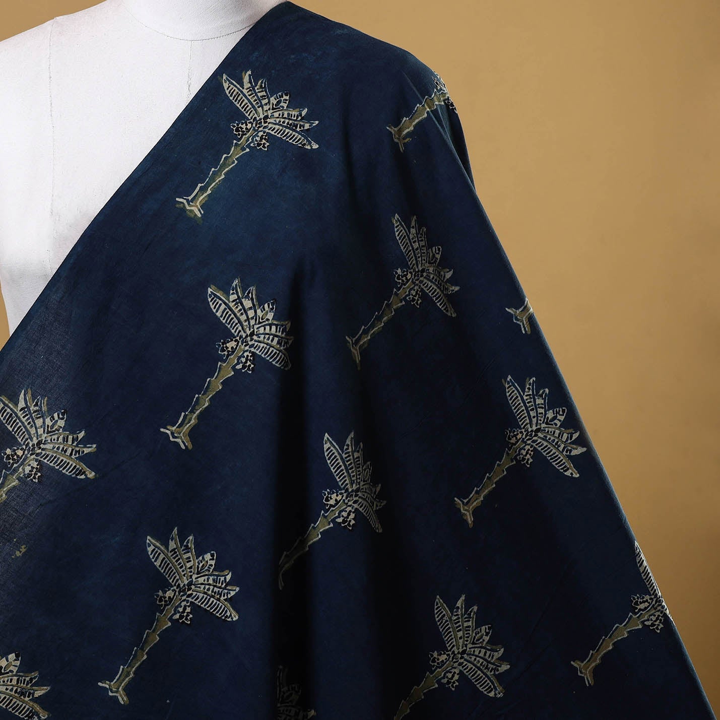 Blue - natural dyed hand cotton fabric 23 - handcrafted