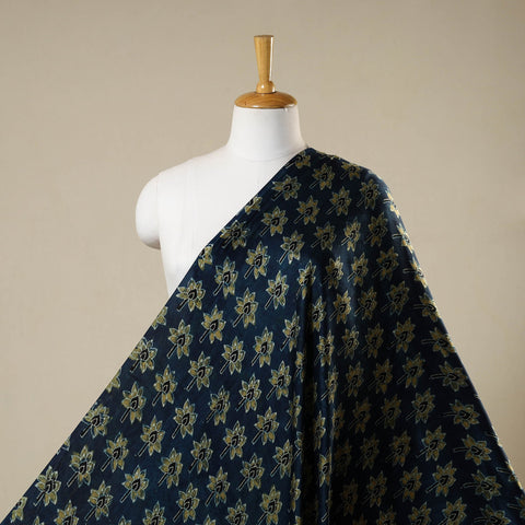 Blue - natural dyed hand modal silk fabric 04 - handcrafted