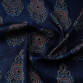 Blue - natural dyed hand modal silk fabric 11 - handcrafted